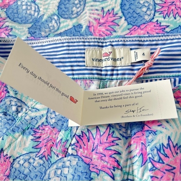 🆕 Vineyard Vines Linen Blend Pineapple Cropped Pants - Picture 7 of 13